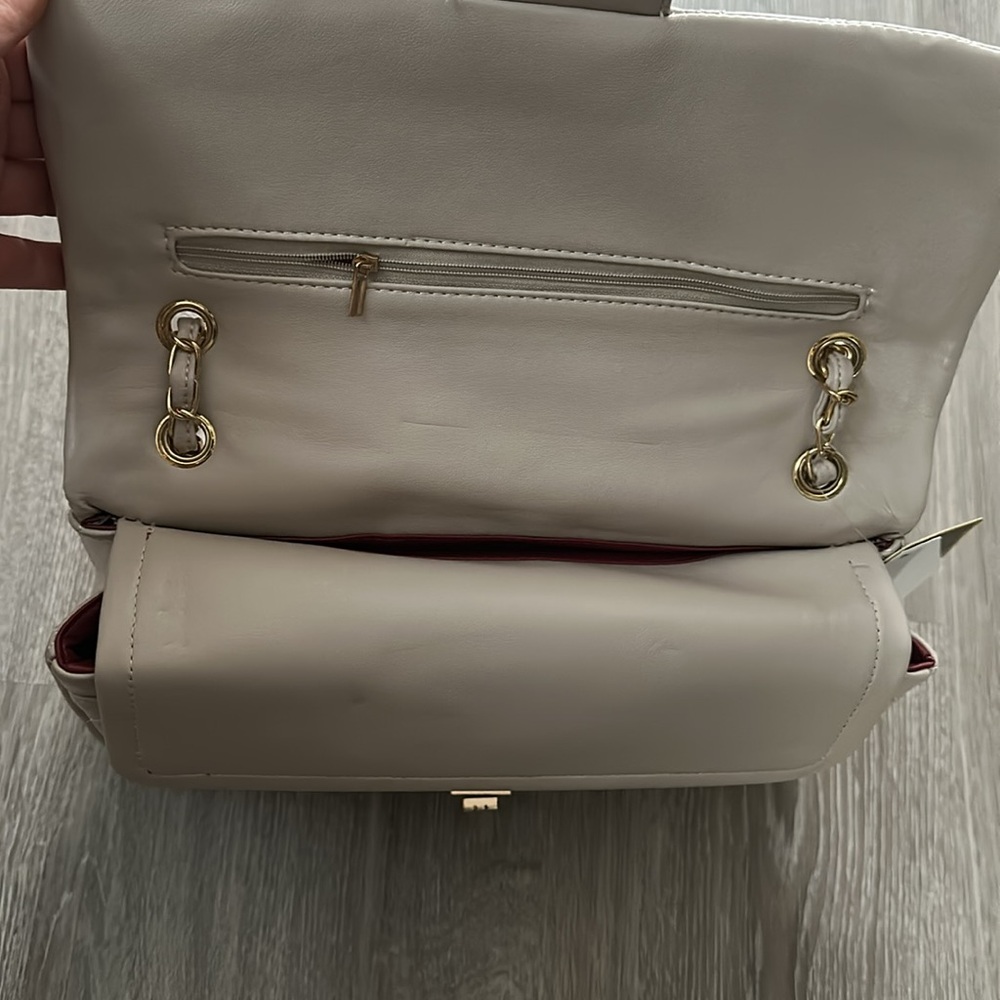 Taupe Quilted Leather Bag - Picture 4 of 6